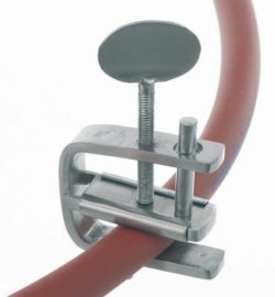 Screw tubing clip, 18/10 steel | Description : Screw tubing clip